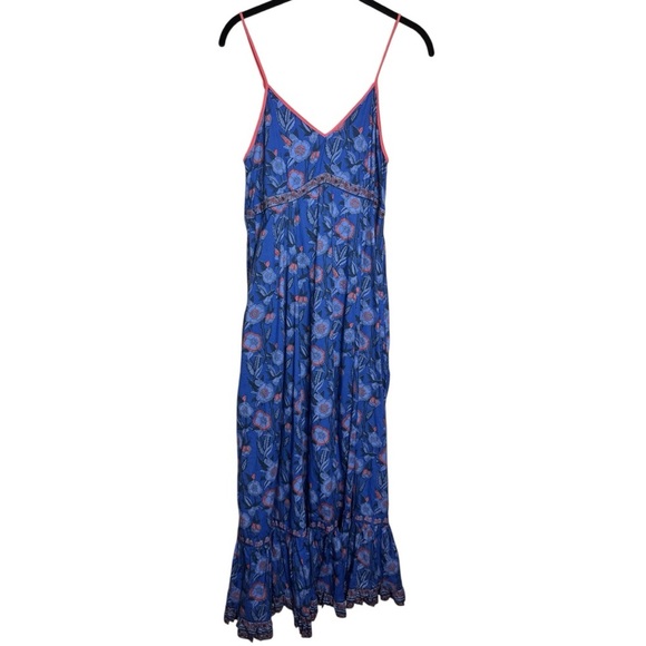 La Plage Blue Floral Maxi Dress Size Small - Picture 2 of 13
